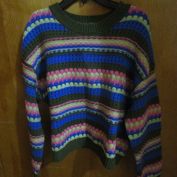 Circus by Sam Edelman stripe crochet crop sweater knit chunky striped NWT XS - Picture 16 of 16